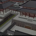 Chinese Ancient Architecture Complex Featuring Central Tower Symmetrical Courtyards And Traditional Roofs