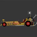 Steampunk Inspired Custom Car With Yellow Red Body And Mechanical Roof Details