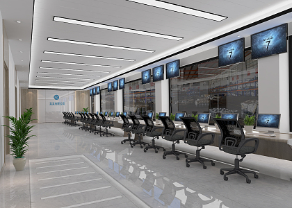 Modern Monitoring Room Steelmaking Plant Monitoring Room 3d model