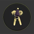 Yellow Feline Game Character With Purple Bow Big Ears Sitting on Black Base