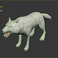 White Wolf Game Movie Character With Open Mouth Blue Eyes 3D Rendered Dark Background