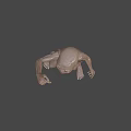 Emaciated Fantasy Game And Movie Character With Pale Skin Raised Arm And Loincloth