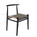 Minimalist Modern Leisure Chair Featuring Black Wooden Frame And Woven Seat Design