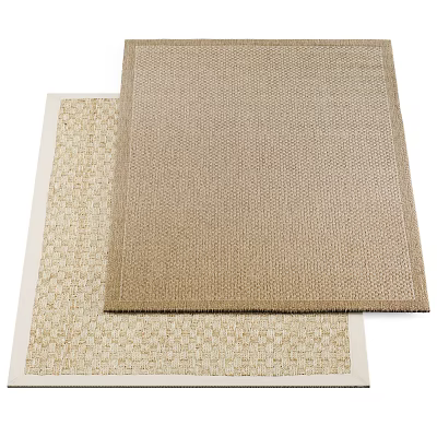 Square Beige Woven Rug With Natural Textured Design For Home Living Room Decor 3d model