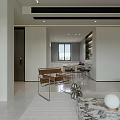 Modern Living Dining Room Interior Design With Sofa TV Fireplace And Marble Coffee Table