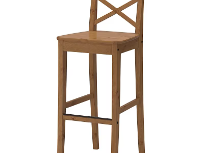 Wooden Bar Stool With Cross Back Design For Kitchen Bar Space 3d model