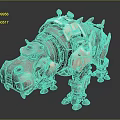 Futuristic Armored Mechanical Hippo With Robotic Legs And Detailed Design