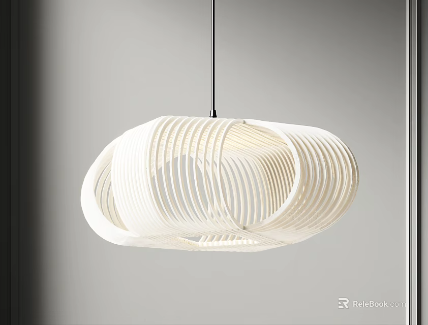 Modern White Circular Woven Pendant Light with Unique Design for Interior Decor 3d model 