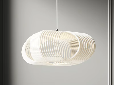 Modern White Circular Woven Pendant Light with Unique Design for Interior Decor 3d model