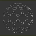 Reflective Abstract Sphere Design With White Oval And Circular Patterns On Gray Background 3d model