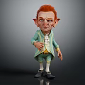Animated Fantasy Game Movie Character With Red Hair Pointed Ears Light Blue Coat White Shirt