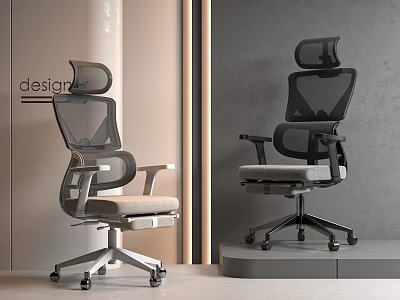 Modern Office Chair with Mesh Backrest Adjustable Headrest and Ergonomic Design 3d model
