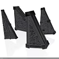 Gray Conical Industrial Equipment With Textured Surfaces And Four Units