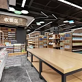 Supermarket Department Store Interior With Well Lit Checkout Area Organized Shelves And Various Products