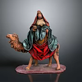 Wise Man On Camel Nativity Scene Figurine With Red Green Cloak And Detailed Sculpture Base