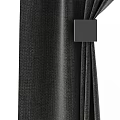 Gray Fabric Curtains with Square Metal Holdbacks in Modern Home Interior