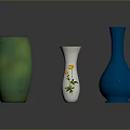 Decorative Vases in Green White Blue Colors with Yellow Flower Pattern for Home Living