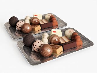 Modern Food Beverage Cake Snack Chocolate Tray 3d model