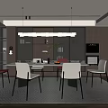 Modern Elegant Restaurant Interior With Dining Table Chairs Pendant Lights And Decor