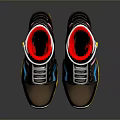 Brown High Top Shoes With Blue Pink Accents Yellow Sole Red Lining And White Laces