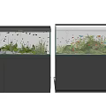 Two Aquarium Fish Tanks With Modern Cabinet And Colorful Fish Aquatic Plants
