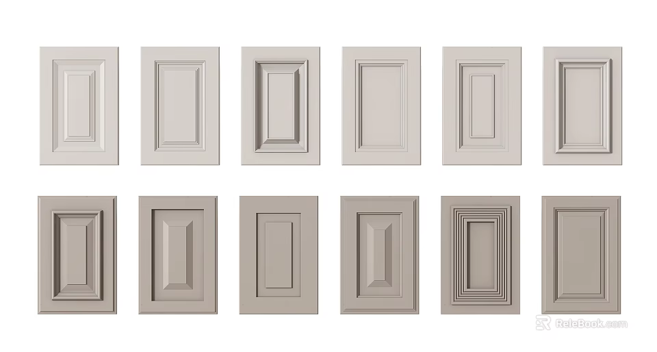 Various Kitchen Cabinet Door Designs With Different Panel Styles And Patterns 3d model