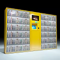 Commercial Yellow Vending Machine With Multiple Compartments And Digital Screen 3d model