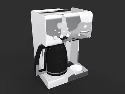 White And Black Coffee Maker With Black Pot And Control Panel As Kitchen Appliance 3d model
