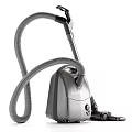 Efficient Modern Vacuum Cleaner With Sleek Silver Body And Flexible Hose