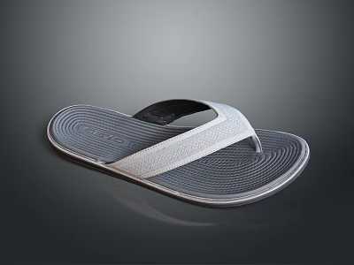 Gray and White Flip Flops with Textured Sole and Comfortable Strap for Daily Use 3d model