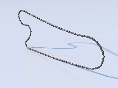 Metal Chain Lying on Light Blue Surface with Shadow Effect 3d model