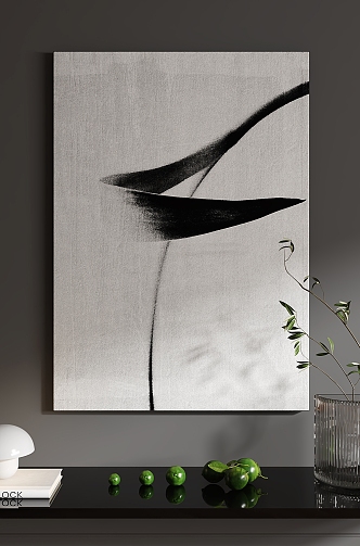 Minimalist Decorative Painting Black and White Grey Hanging Painting Simple Decorative Painting Frameless Painting 3d model