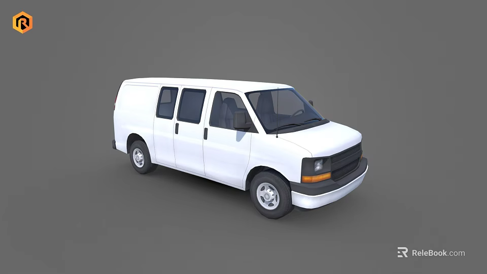 White Cargo Van With Multiple Side Windows And Modern Exterior Design 3d model 