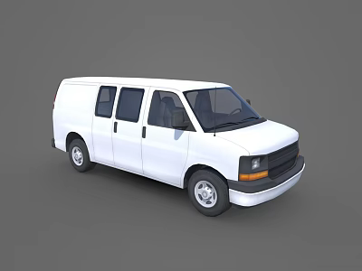 White Cargo Van With Multiple Side Windows And Modern Exterior Design 3d model
