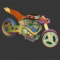 Futuristic Gold And Orange Motorcycle With Aerodynamic Frame And Shiny Wheels