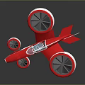 Red Flying Vehicle Model With Multiple Propellers And Wheels Design 3d model