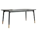 Sleek Modern Dining Table With White Top And Black Gold Accent Tapered Legs