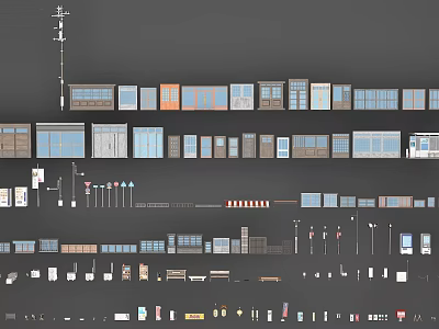 Comprehensive Road Infrastructure With Traffic Signs Street Lamps And Bus Stops 3d model