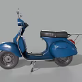 Blue Classic Scooter Motorcycle With Black Seat Silver Mirrors And Retro Design
