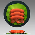 Three Plates of Fresh Pork Sausages on Green Leaves with Black Plates