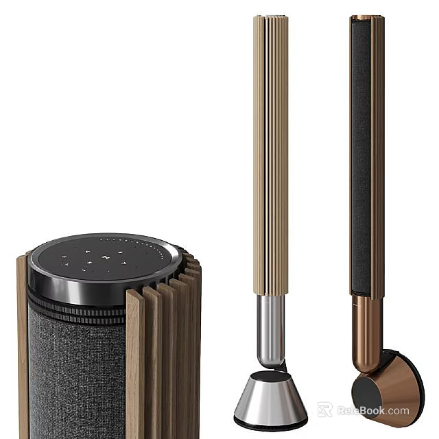 Modern Audio Speaker System Design With Wooden Frame And Column Structure 3d model