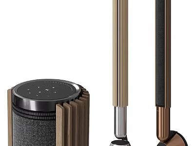 Modern Audio Speaker System Design With Wooden Frame And Column Structure 3d model