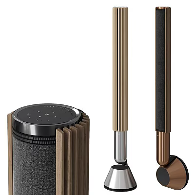 Modern Audio Speaker System Design With Wooden Frame And Column Structure 3d model