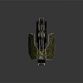 Futuristic Weapon Featuring Green Metallic Body Mechanical Structure And Rotating Components 3d model