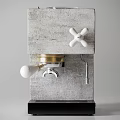 Concrete Kitchen Espresso Machine With White Knobs Gold Accents And Black Base 3d model