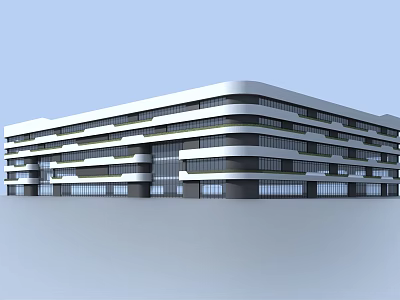 Modern Industrial Factory Building Featuring Multi Story Design and Large Glass Facades 3d model