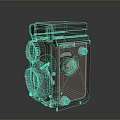 Vintage Twin Lens Camera Retro Design Classic Electronic Appliance With Metal Body And Dual Lenses