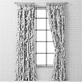 White Ruffled Sheer Curtains Hanging On Window With Gray Wall Background 3d model