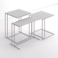 Modern Side Tables With Gray Glass Wooden Tops And Black White Metal Frames