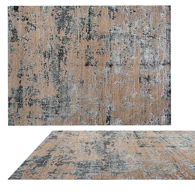 Abstract Brown Gray Beige Textured Square Rug For Modern Interior Decor 3d model